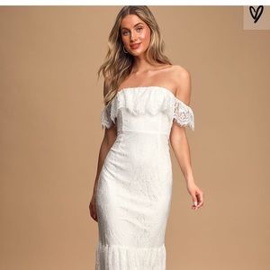 Lulu’s Love is Forever White Lace Off-The-Shoulder